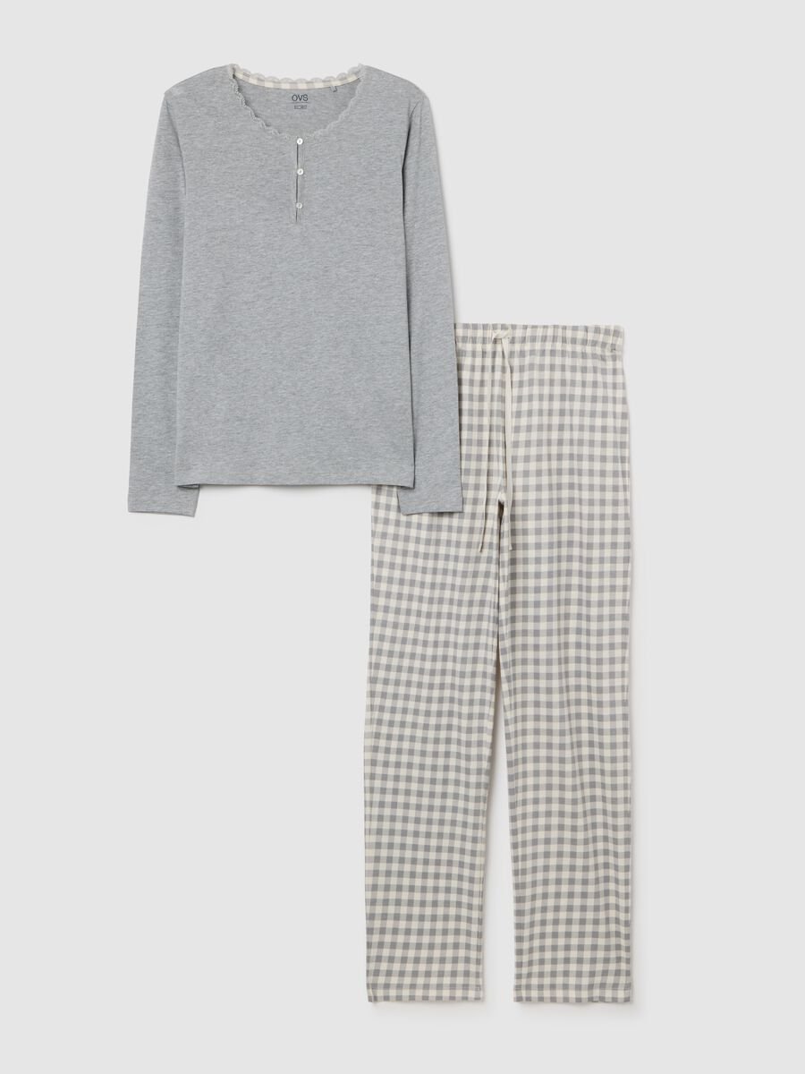 Grey cotton blend regular fit pyjamas_4
