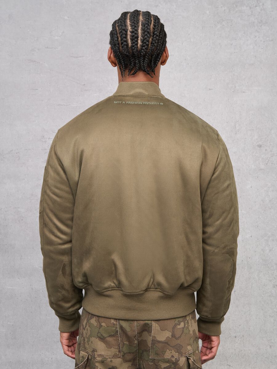 Suede Bomber Jacket Military Green_1