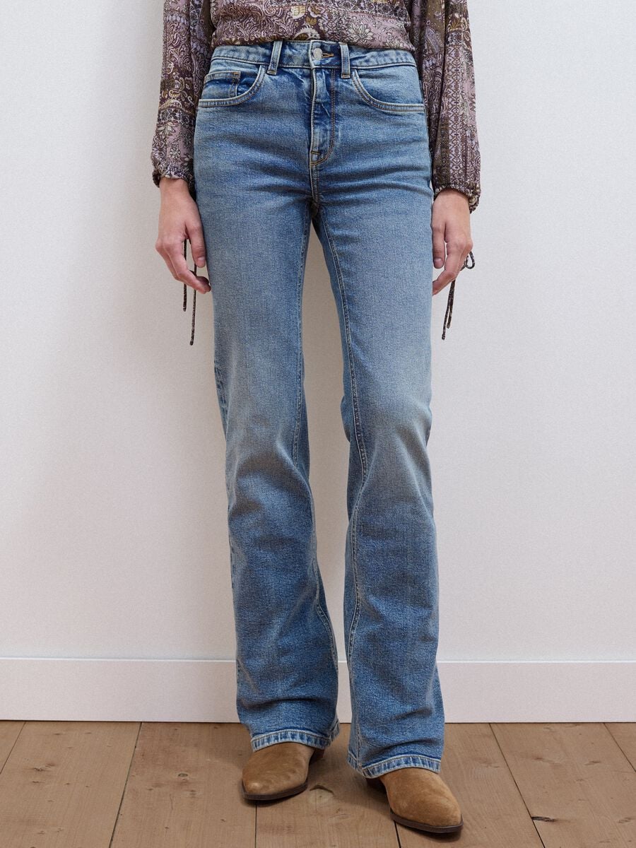 Light Blue Stretch Cotton Bootcut Jeans_1