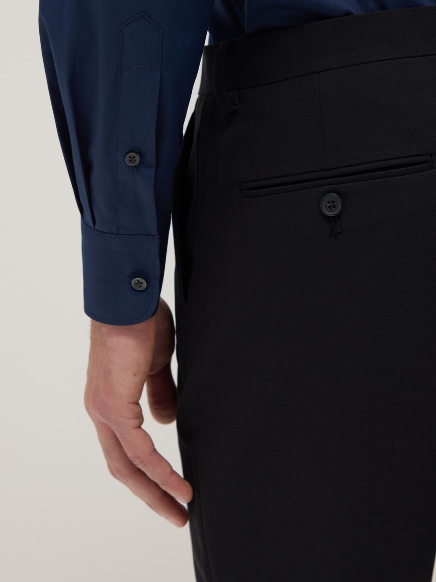 Blue Slim Fit Shirt with Classic Collar_3