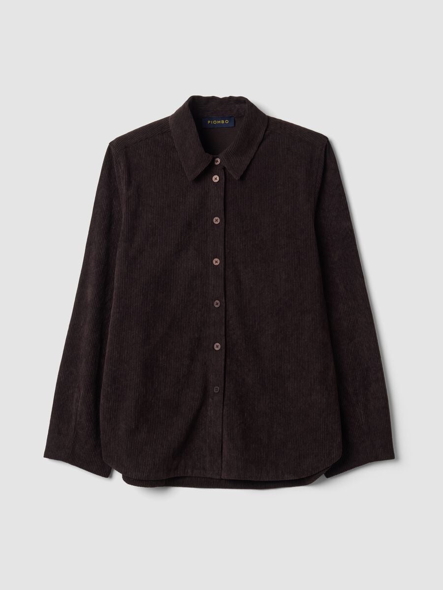 Brown ribbed regular-fit shacket_4