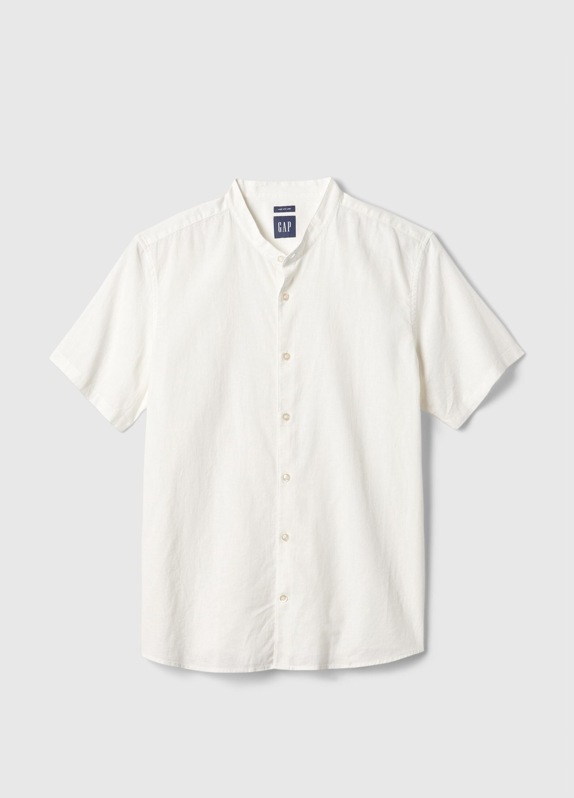 Short-sleeved shirt with Mandarin collar