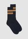 Blue Stretch Cotton Blend Tennis Socks with Stripes_0