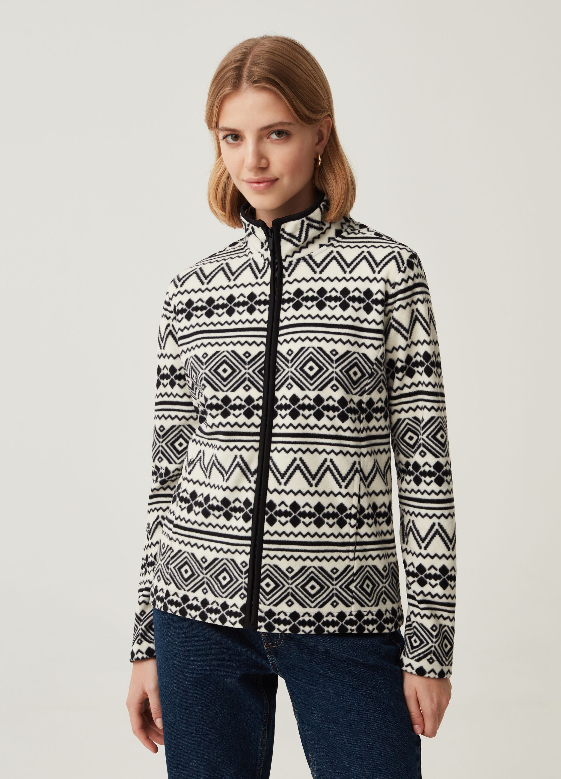 Full-zip in pile con stampa all-over_1
