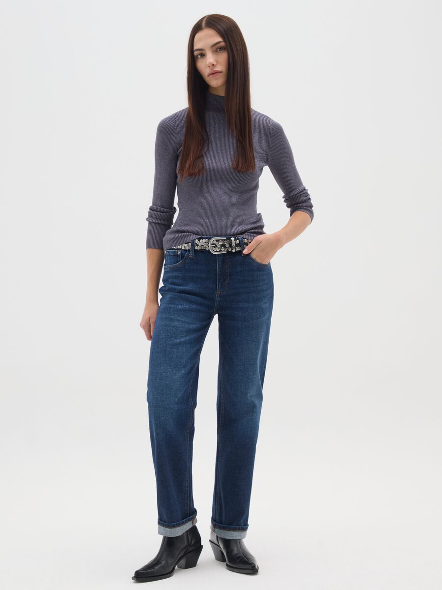 Grey turtleneck fitted sweater_1