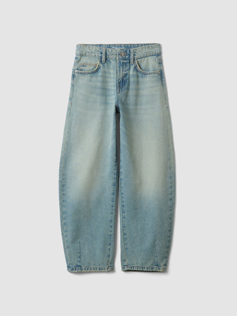 Jeans blu chiaro balloon in puro cotone_0