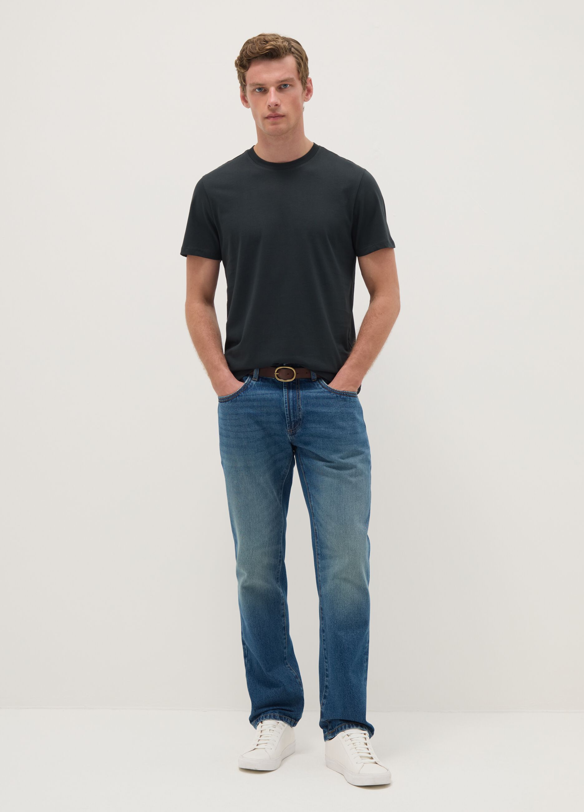 Black pure cotton regular fit t-shirt