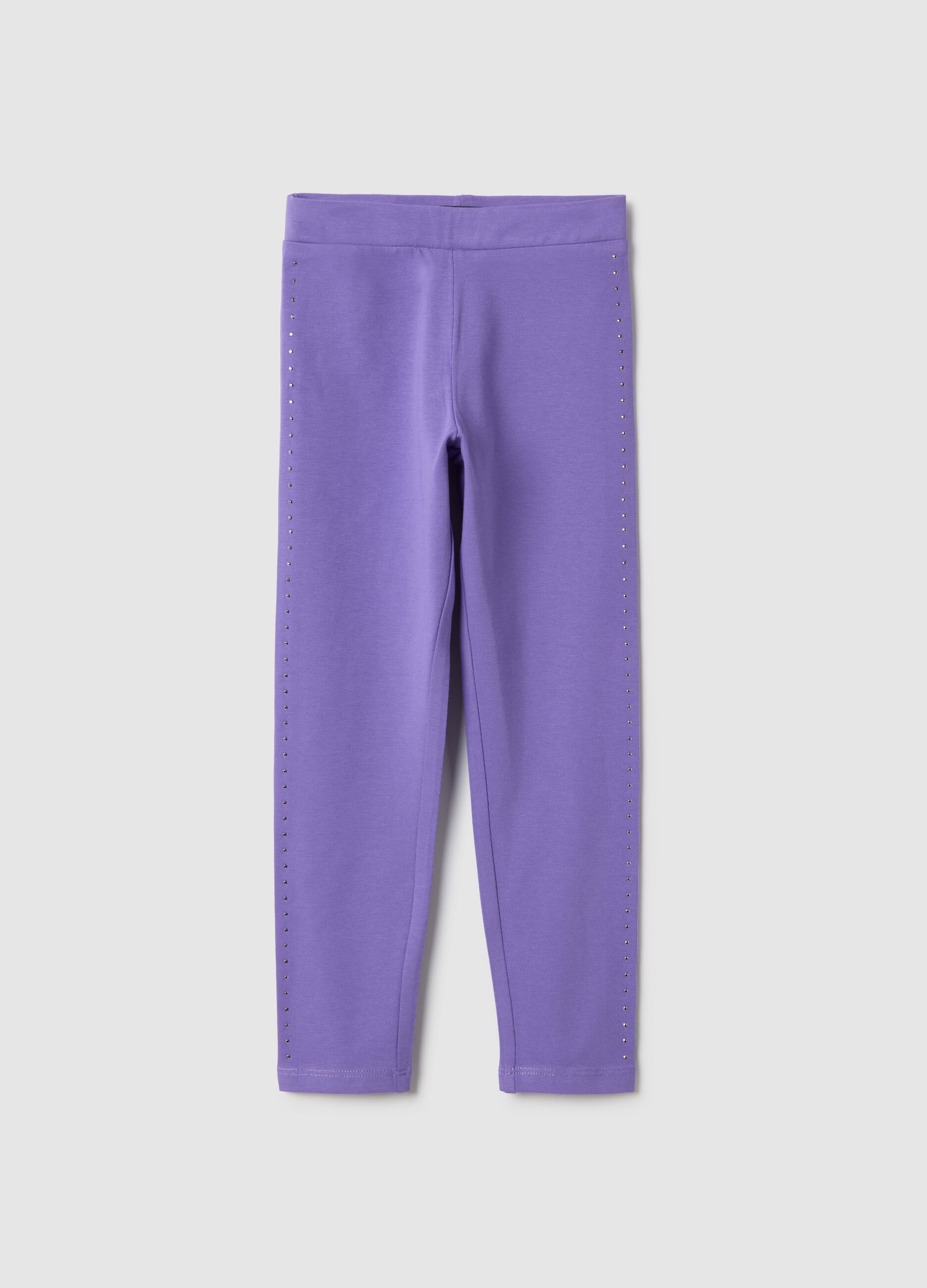 Girls' Violet Stretch Cotton Slim Fit Leggings