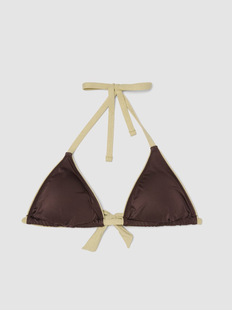 Brown triangle bikini top in stretch fabric_4