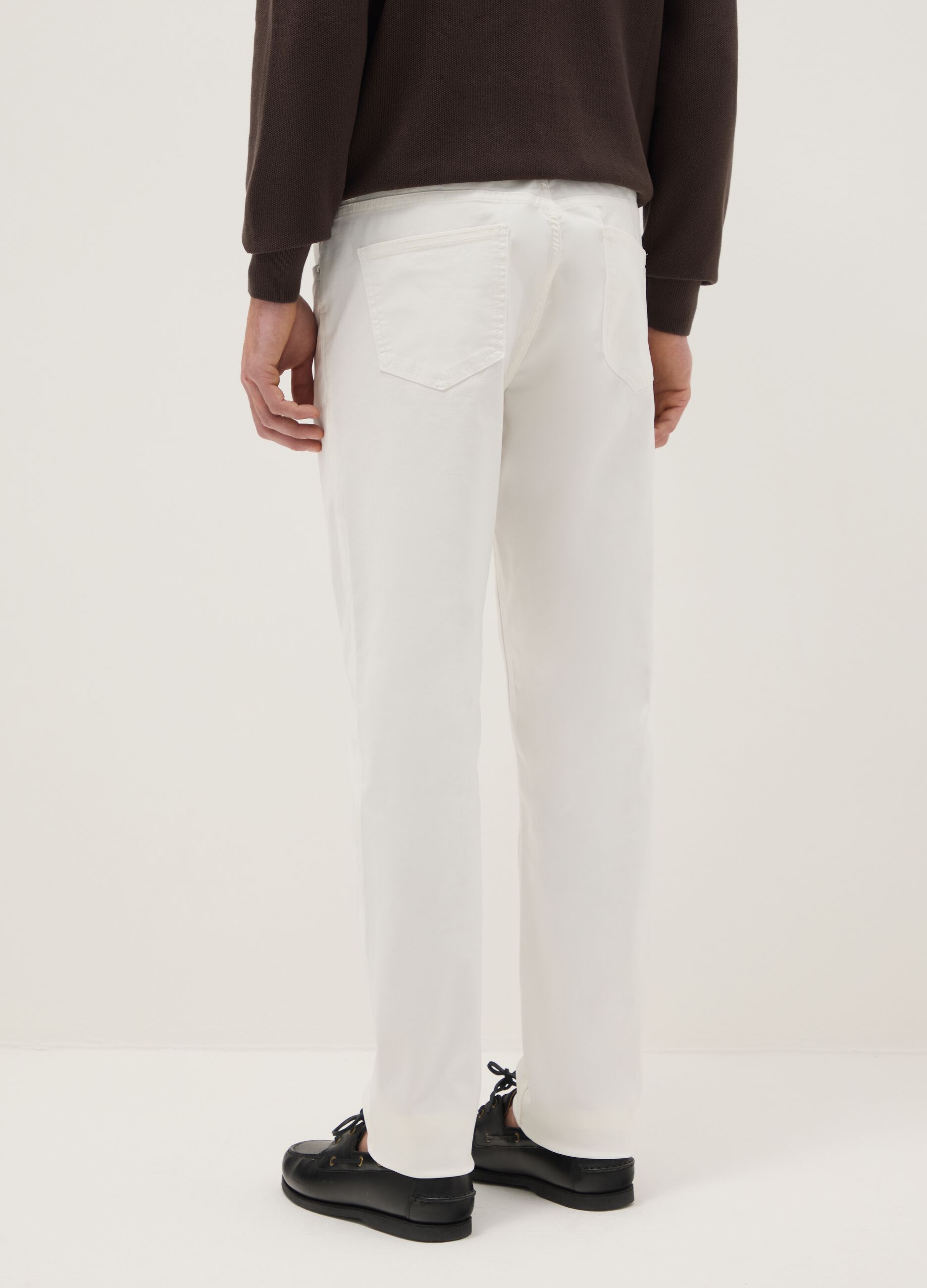Slim fit white cotton stretch trousers