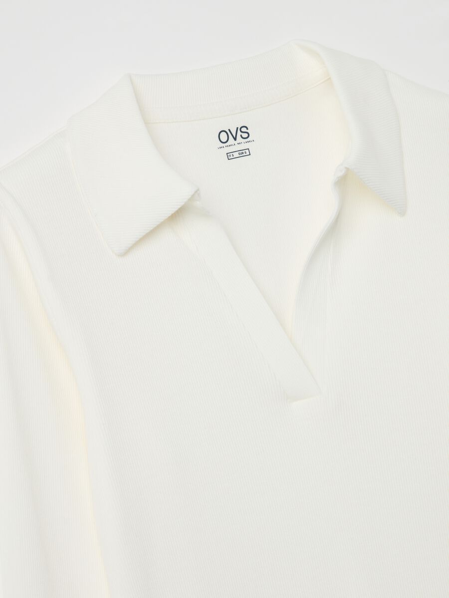 Ribbed T-shirt with polo shirt neck_5