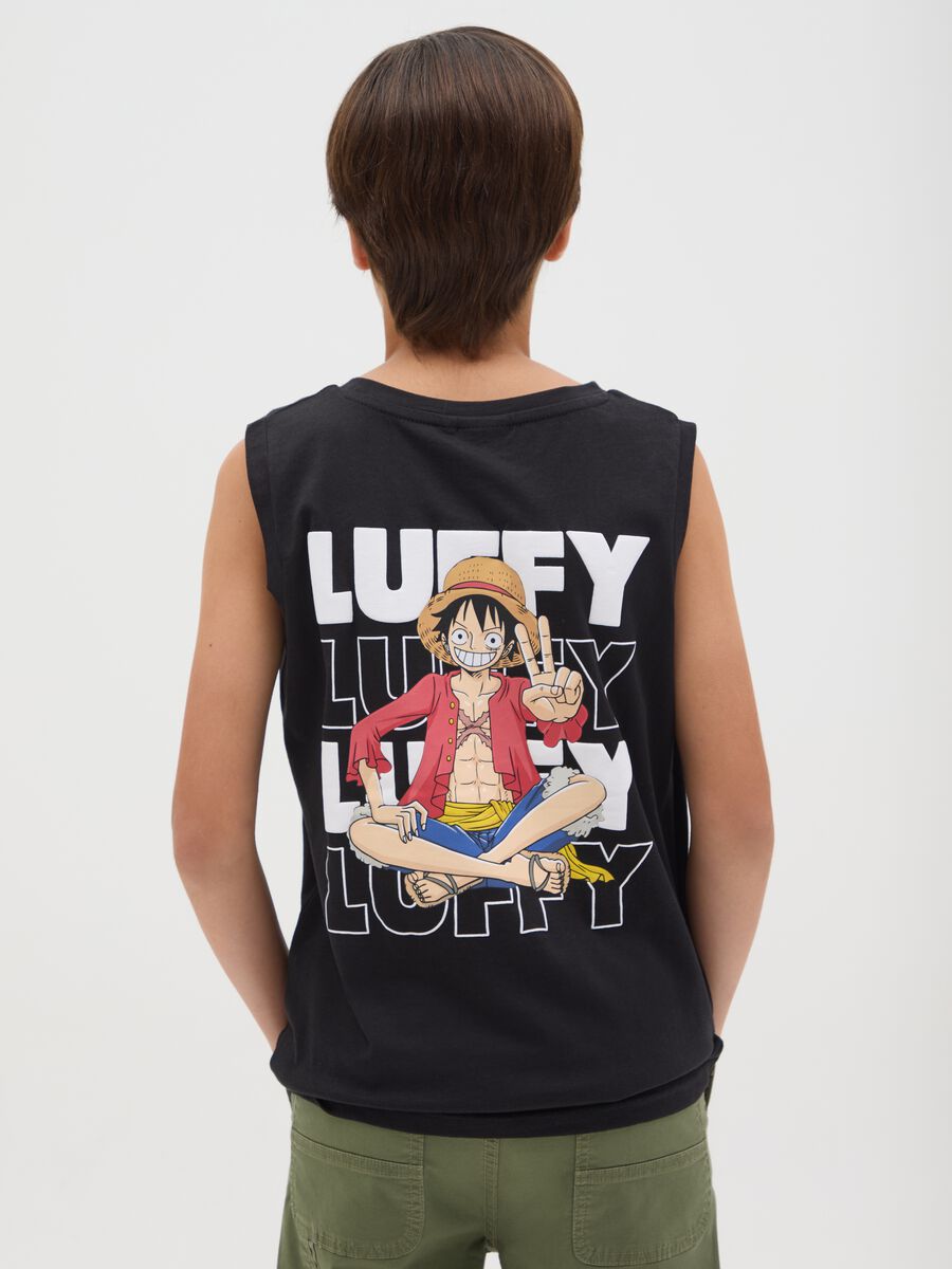 Boys' Sleeveless Black Pure Cotton Regular Fit Top with Print_1