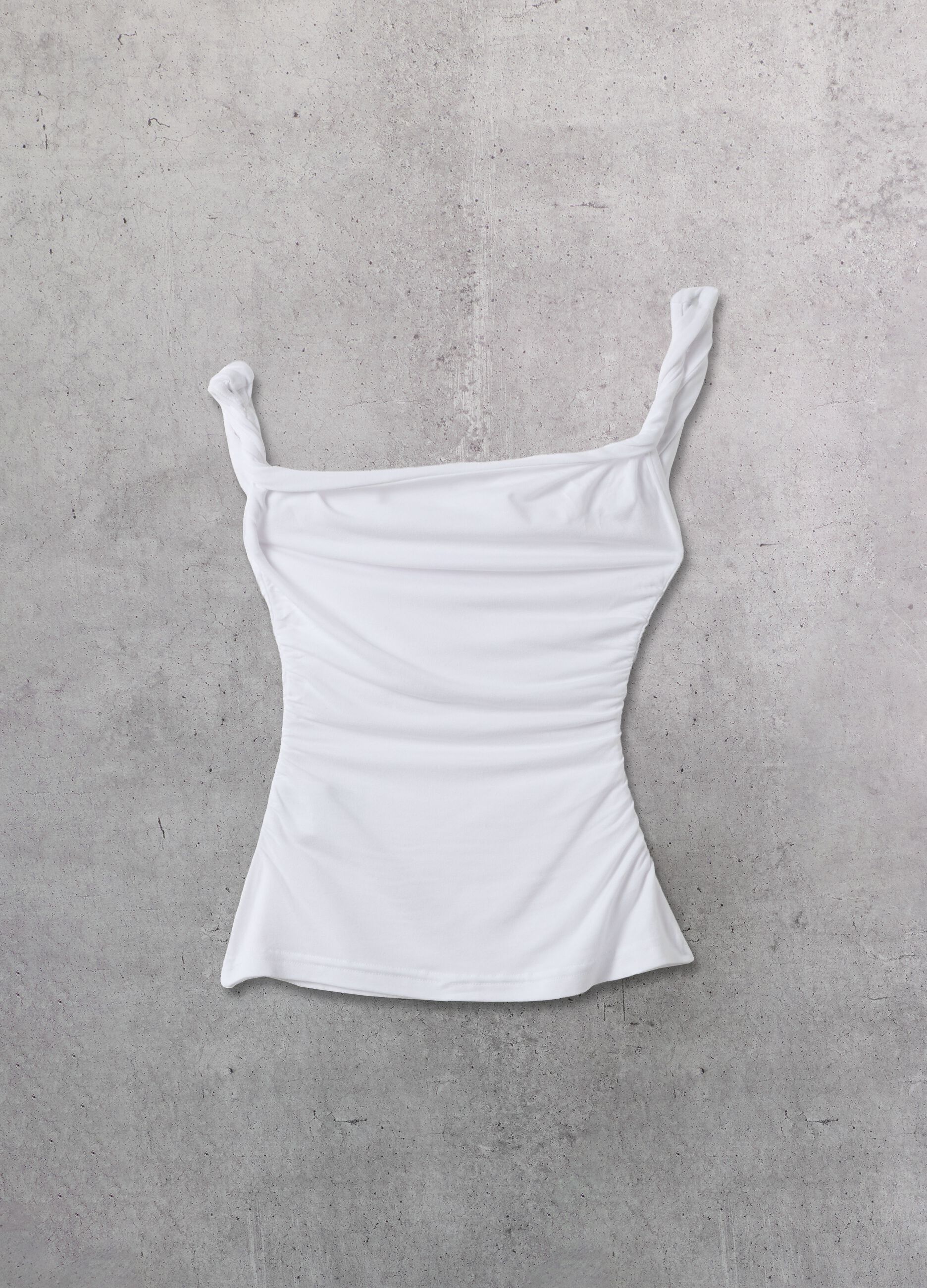 White Asymmetrical Tank Top