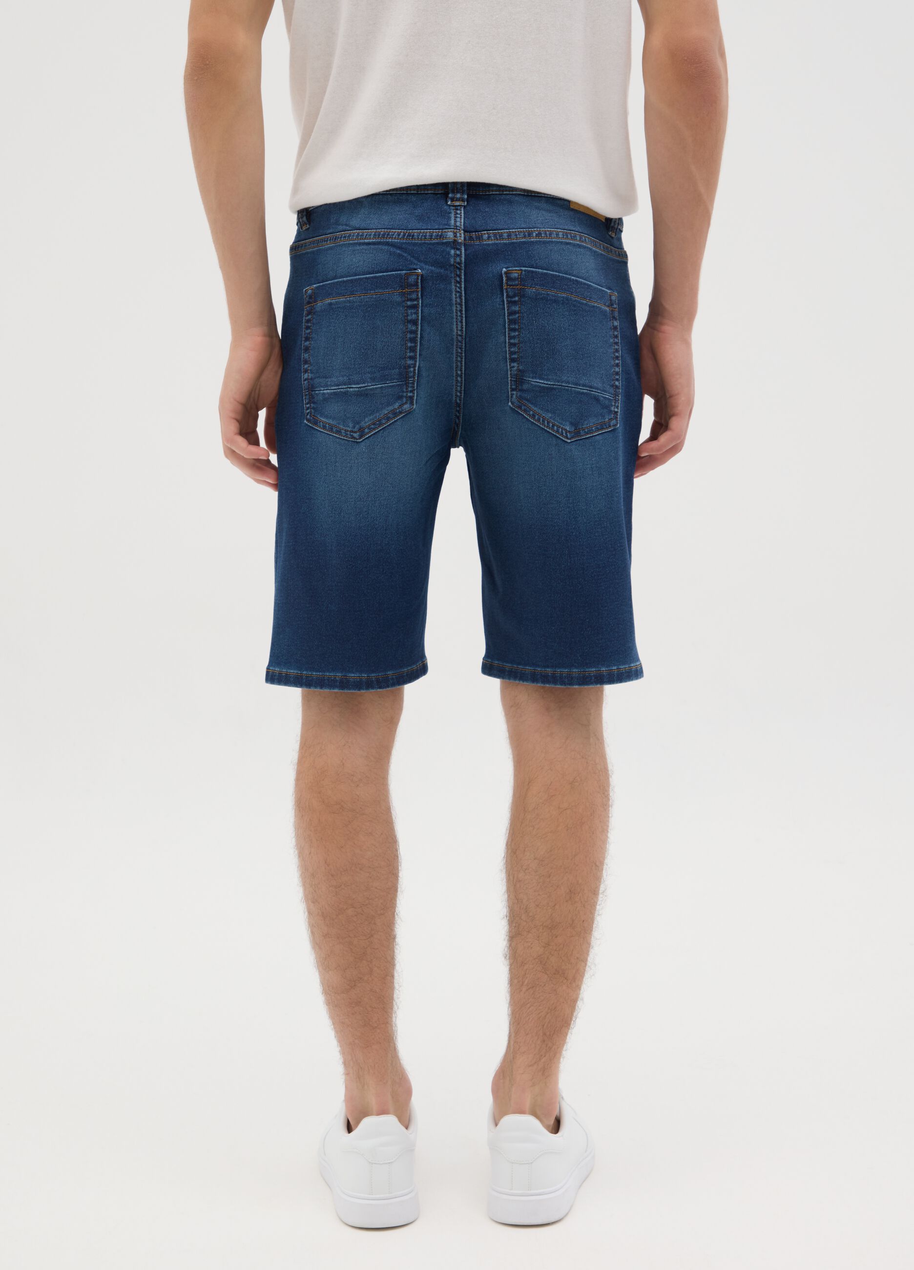 Men's Blue Denim Slim Fit Shorts