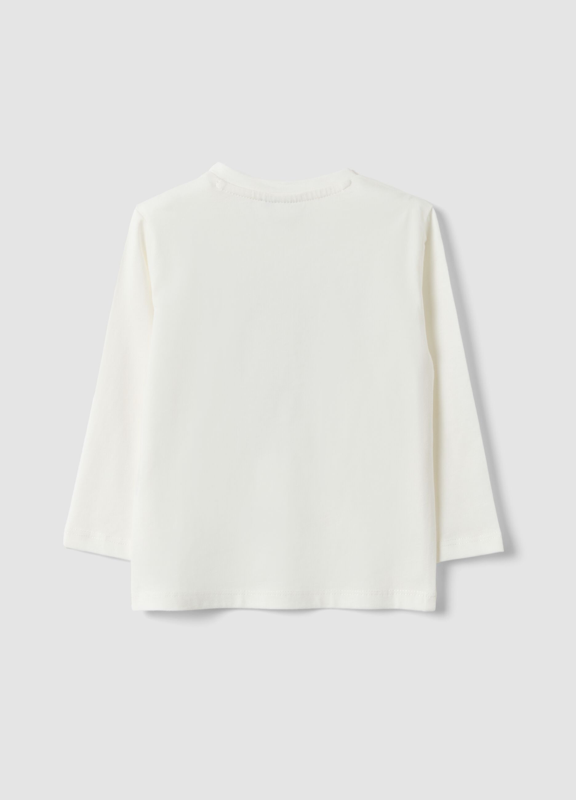 T-shirt bianca in puro cotone organico con stampa cagnolino per bimbo