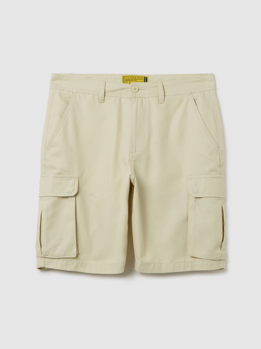 Men's Bermuda Shorts in Pure Cotton Beige Regular Fit_0