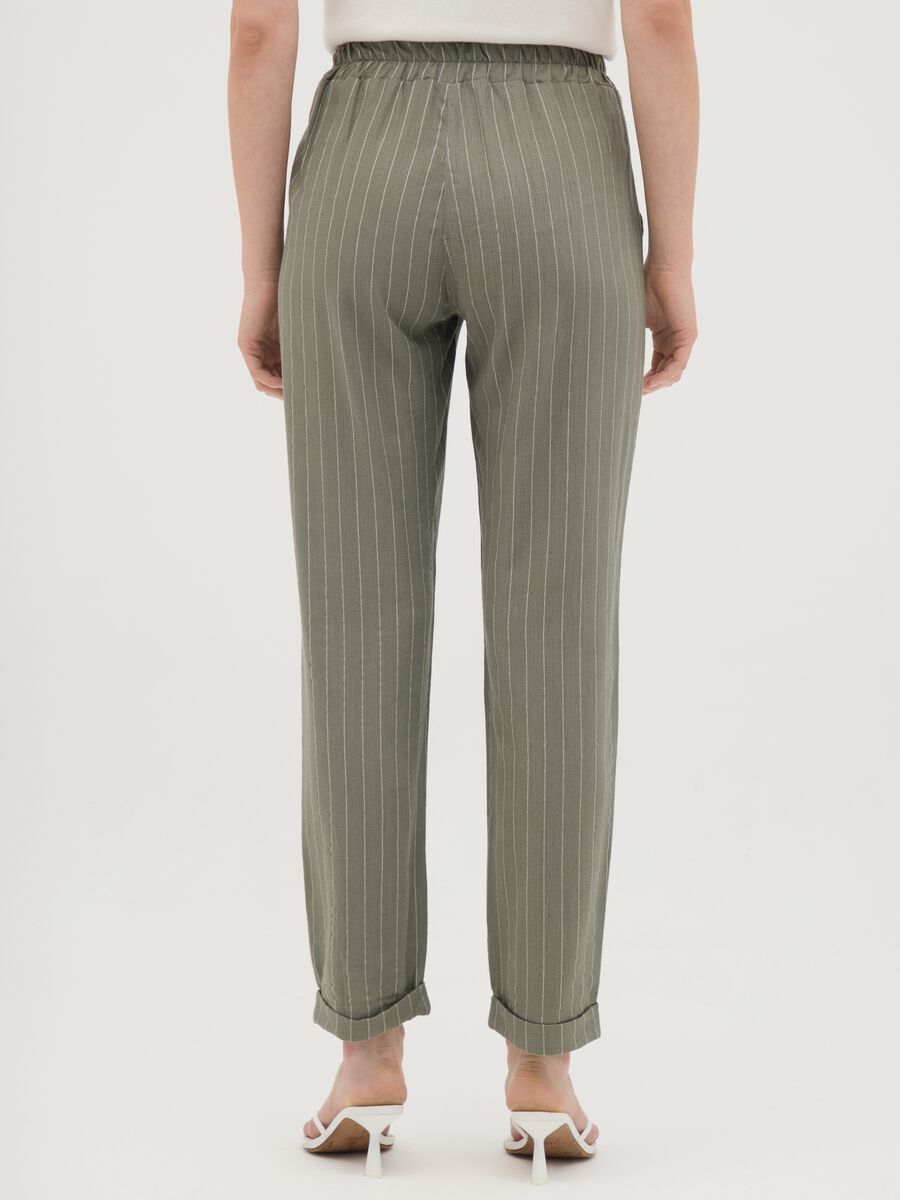 Women's Green Linen Blend Regular Fit Trousers_3