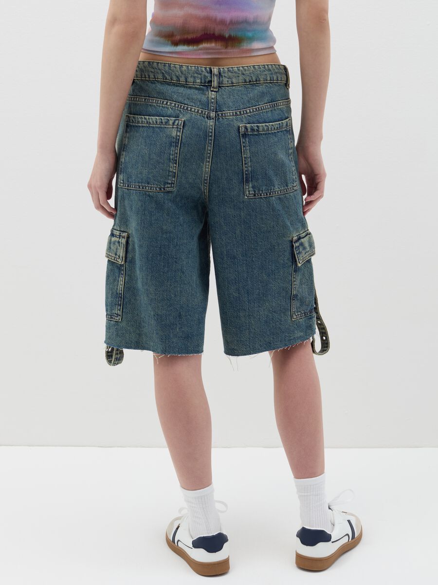 B.ANGEL X THE SEA BEYOND cargo Bermuda shorts in denim_3