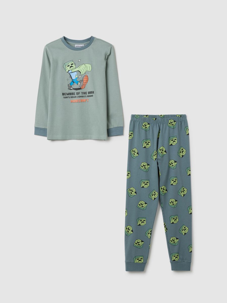 Children's pyjamas in pure green cotton regular fit_0
