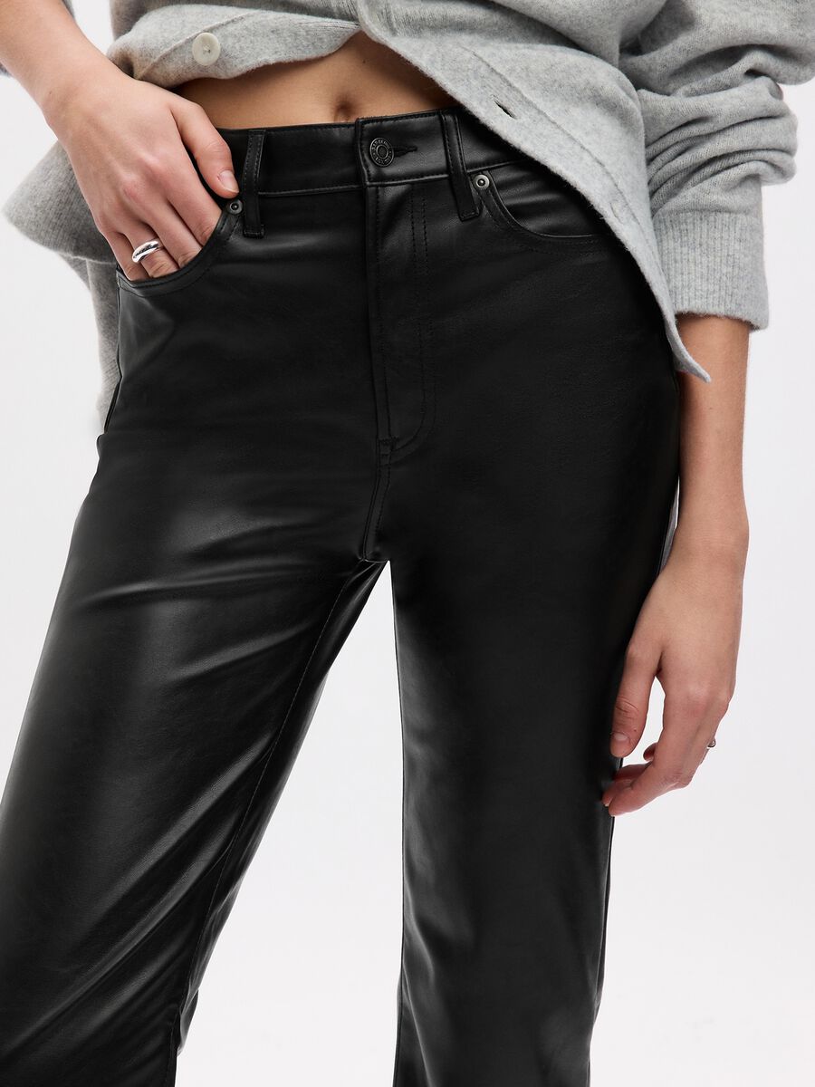 Flare-fit shiny-effect trousers_3