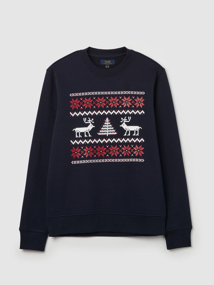 Sweatshirt with round neck and Christmas print_4