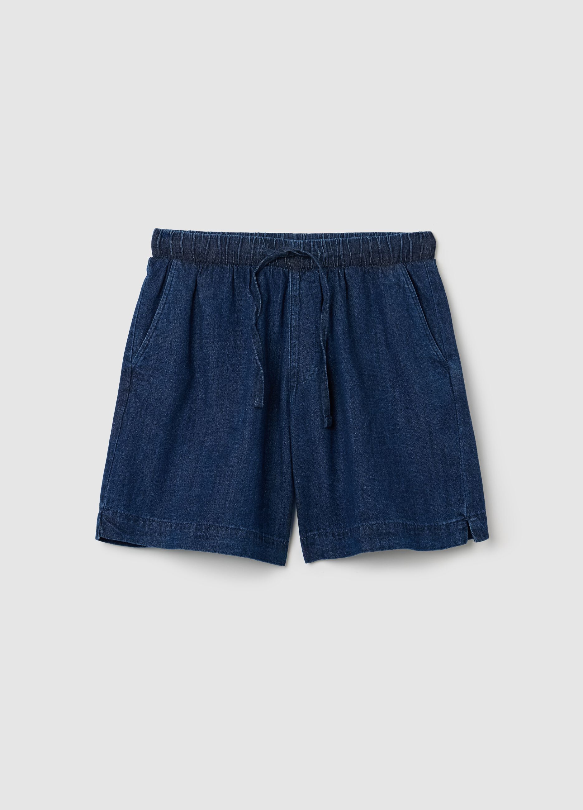 Shorts in denim con coulisse 