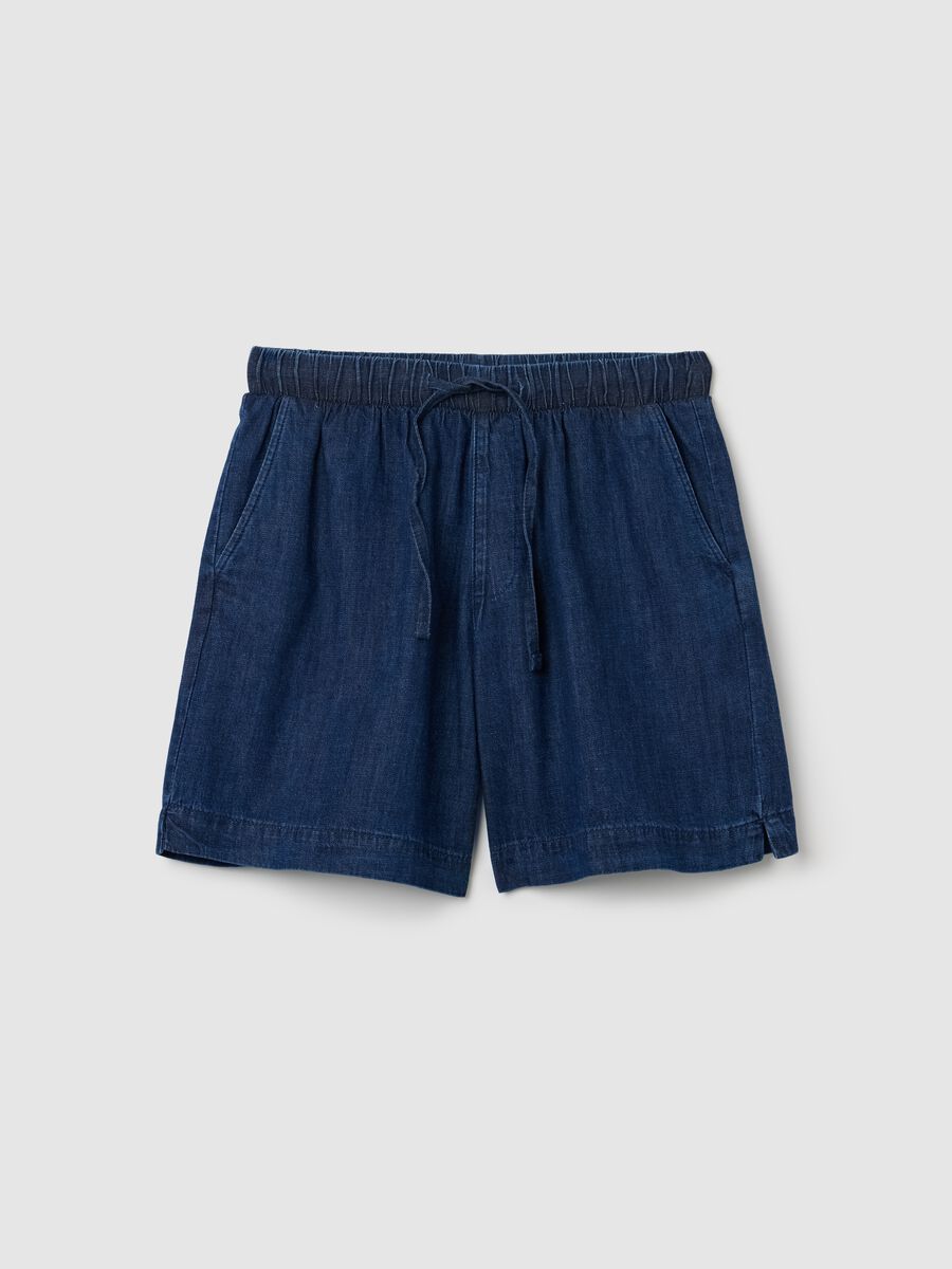 Denim shorts with drawstring_4
