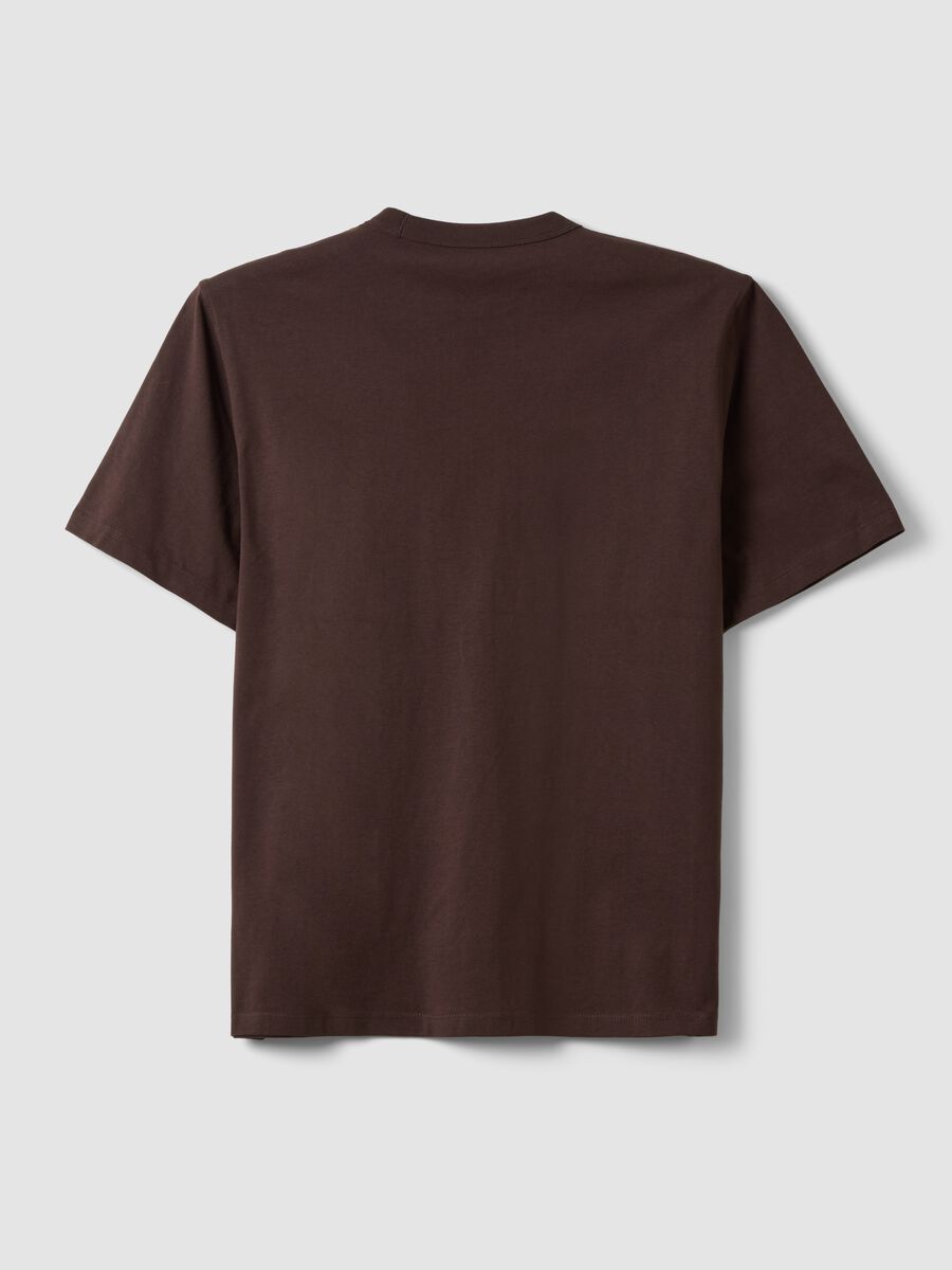 T-shirt marrone in puro cotone a girocollo relaxed fit_2