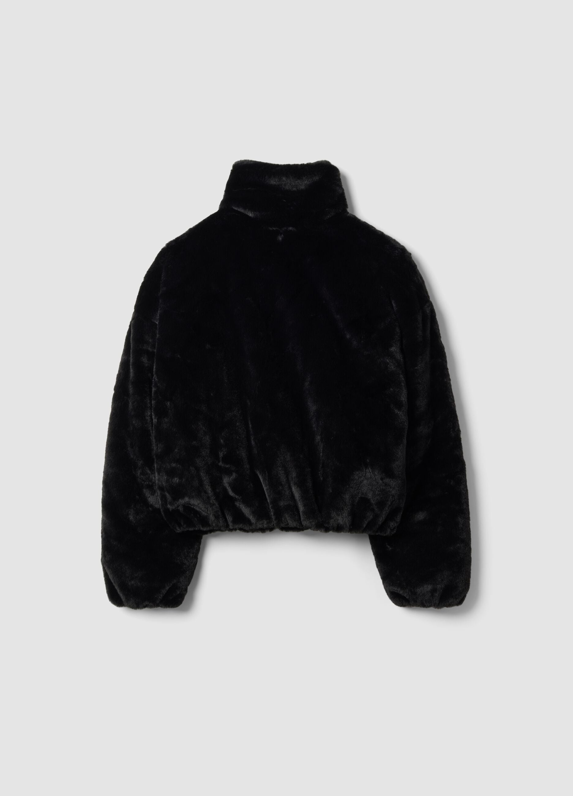 Black padded jacket with zip, regular fit