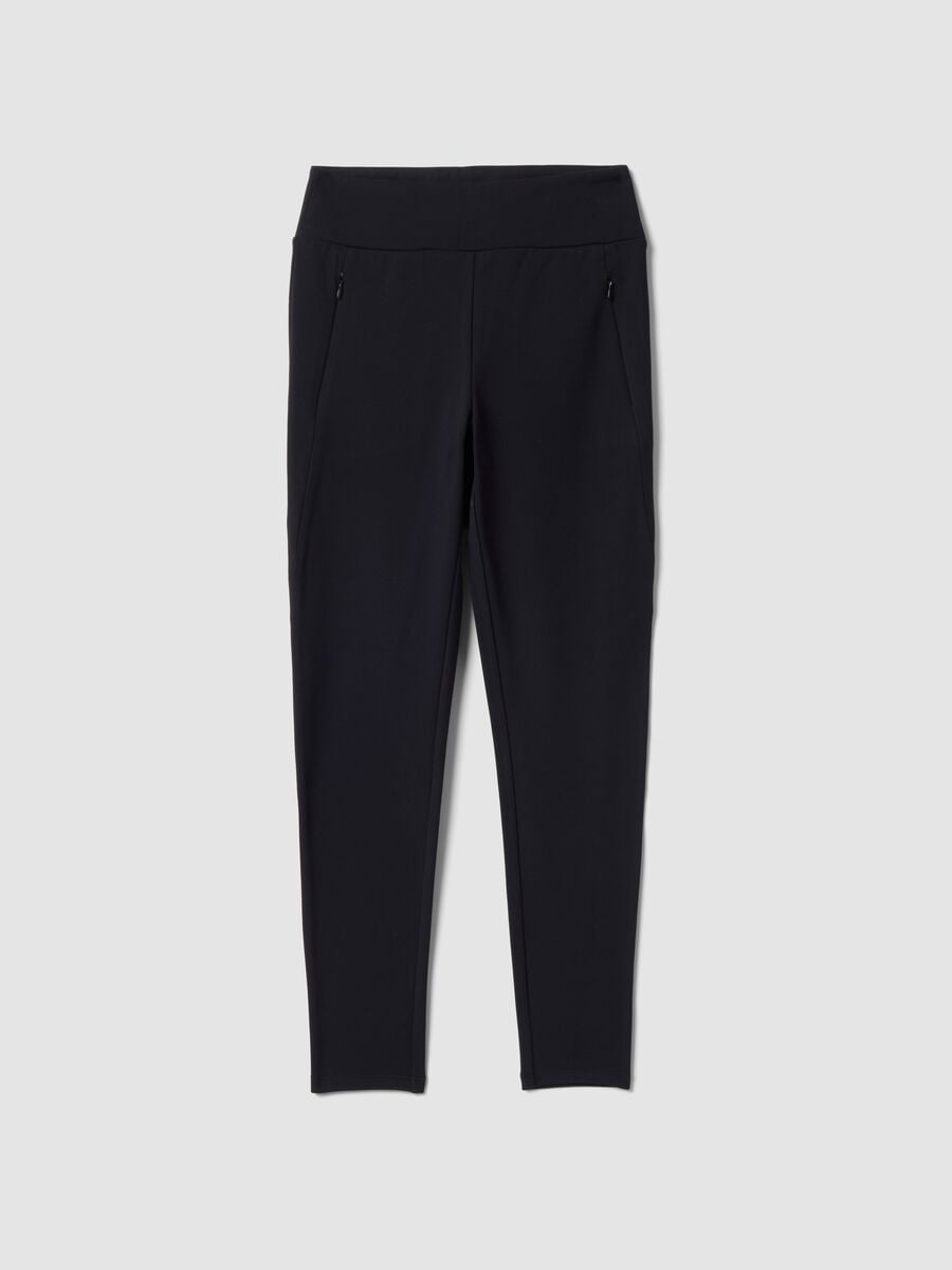 Leggings nero in tessuto elasticizzato con tasche zip ALTAVIA STUDIO_4