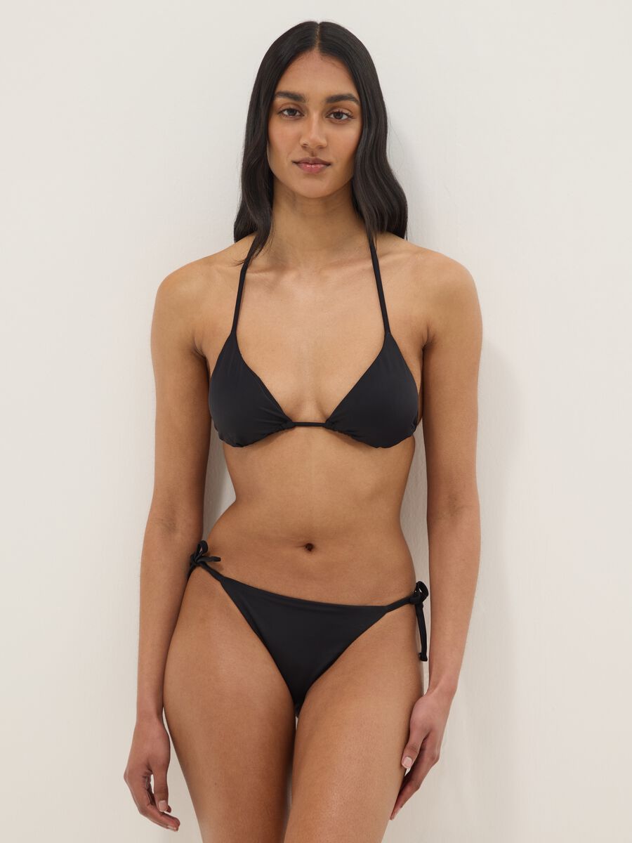Black stretch-fabric bikini bottoms_0