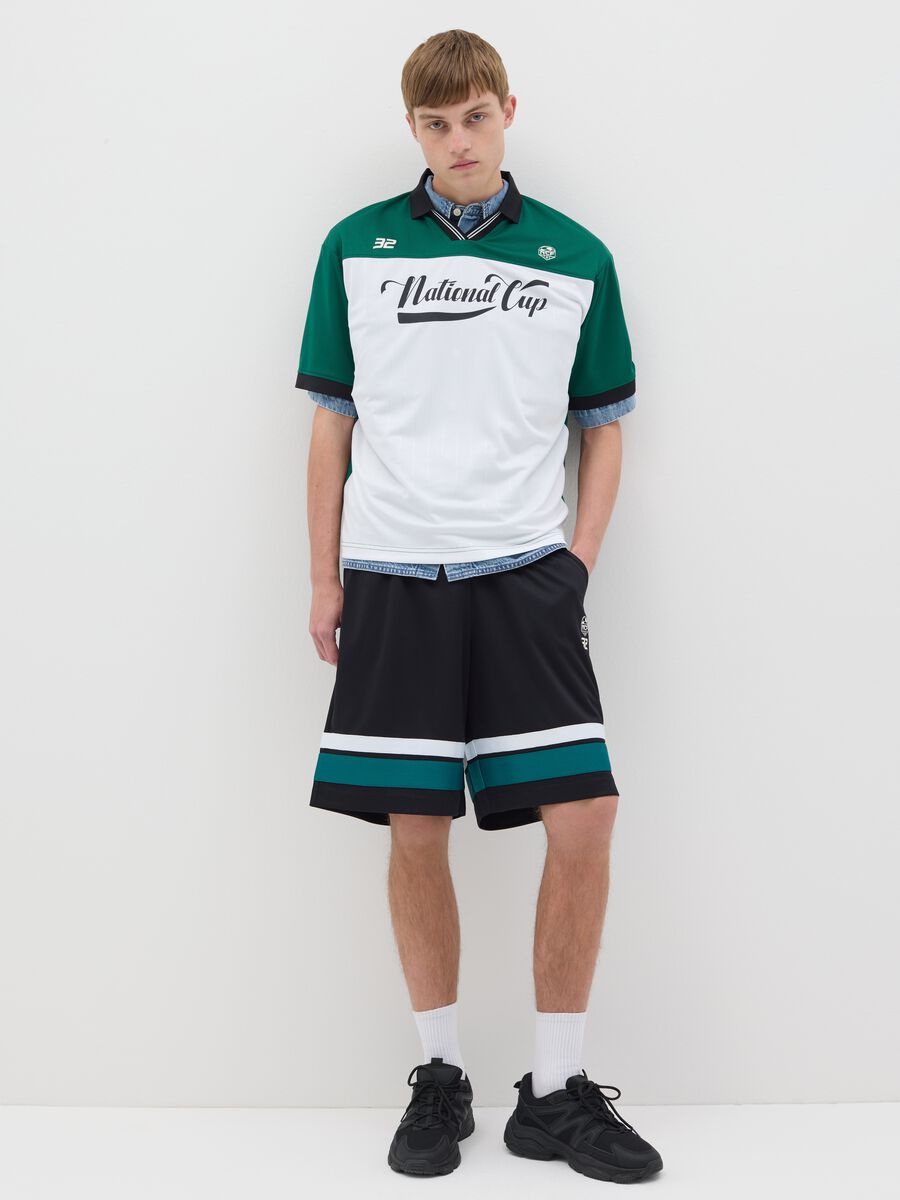 White and green T-shirt with print_1
