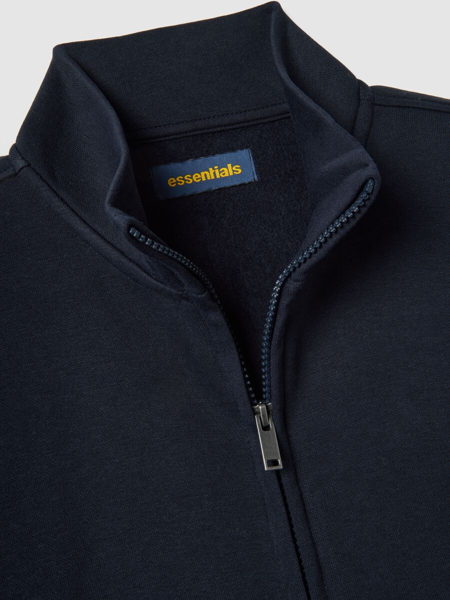 Blue cotton-blend sweatshirt regular fit with full zip_5