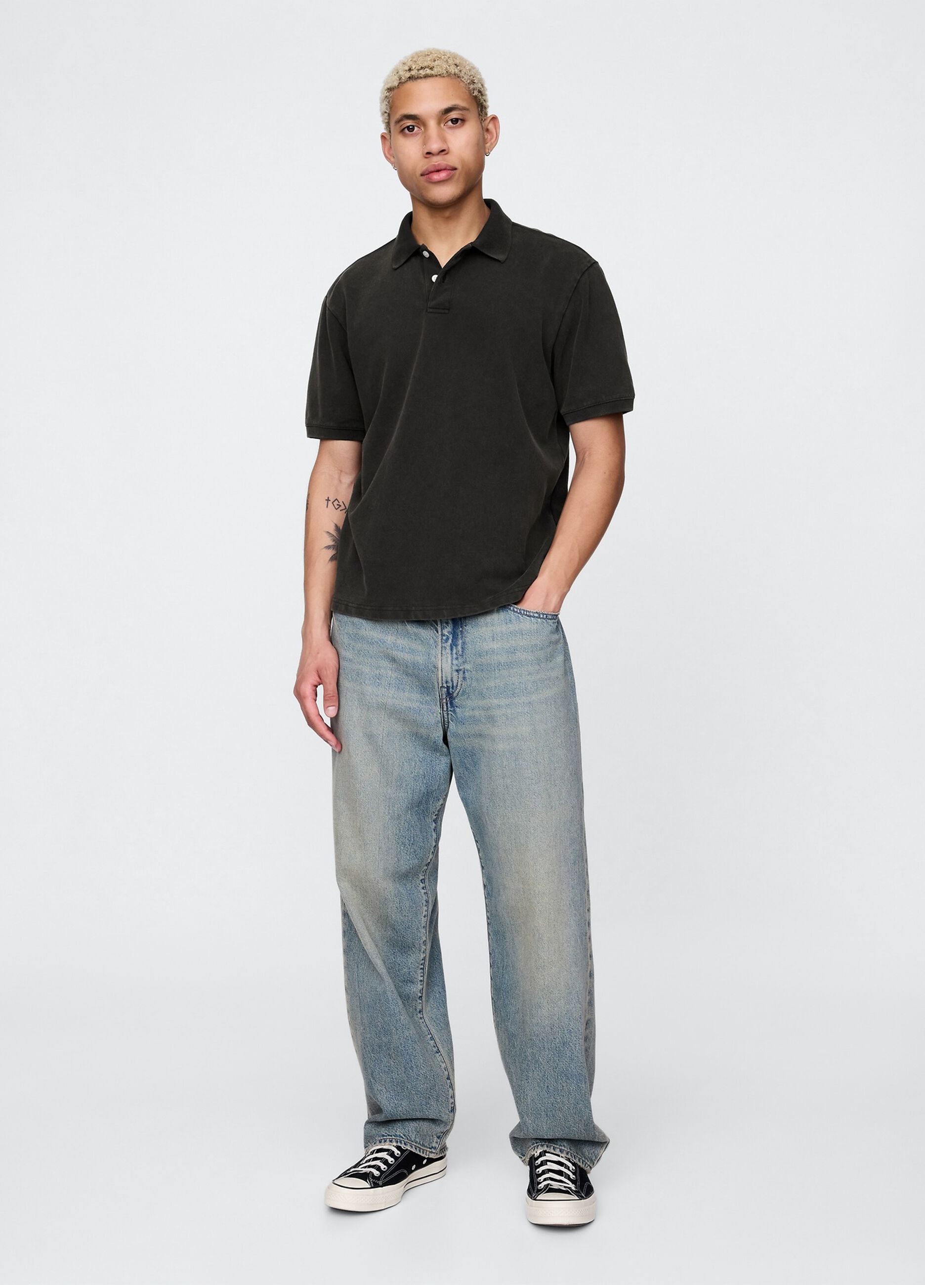Polo shirt with short sleeves in cotton