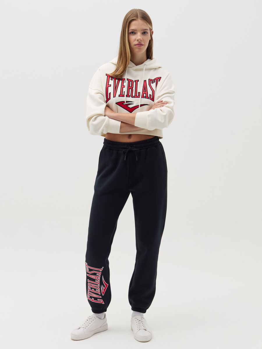 Crop sweatshirt with hood and logo embroidery_1