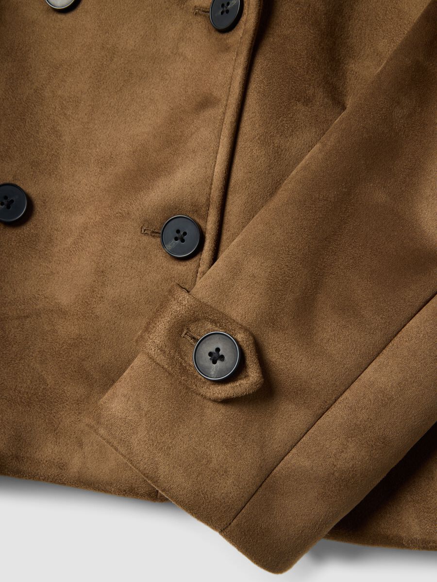Brown double-breasted regular fit peacoat with pockets_1