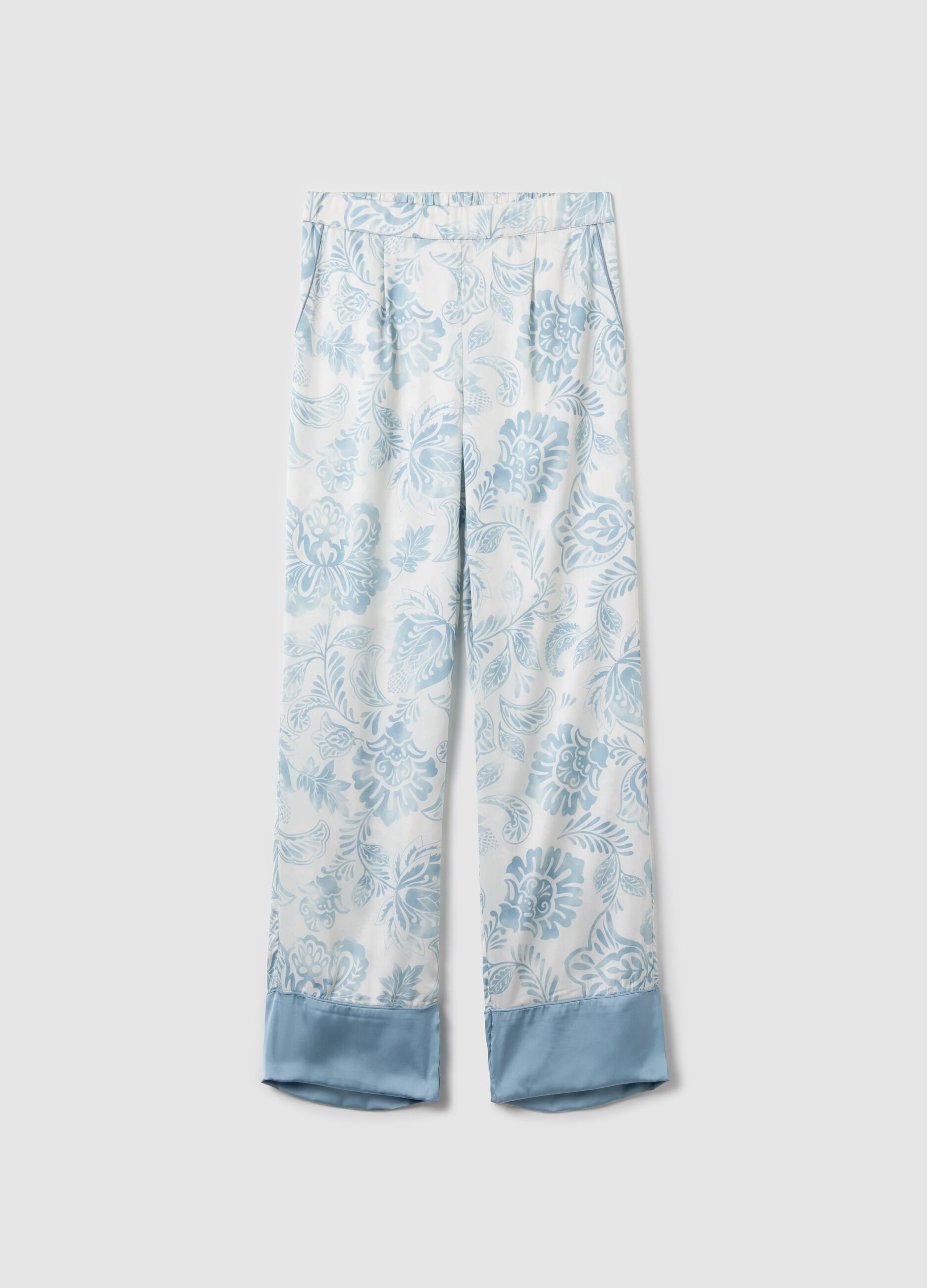 Pyjama trousers in floral satin