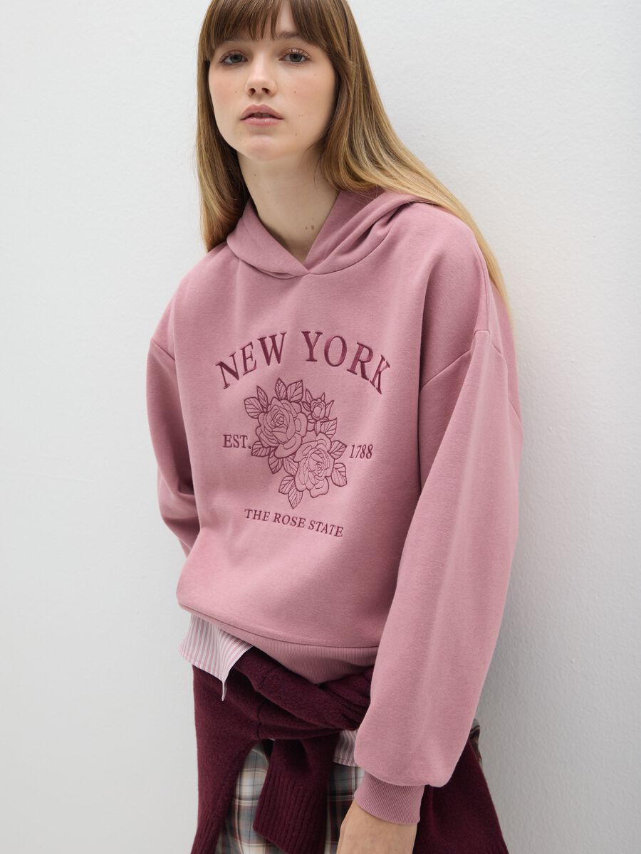 Pink cotton blend sweatshirt regular fit with print_3