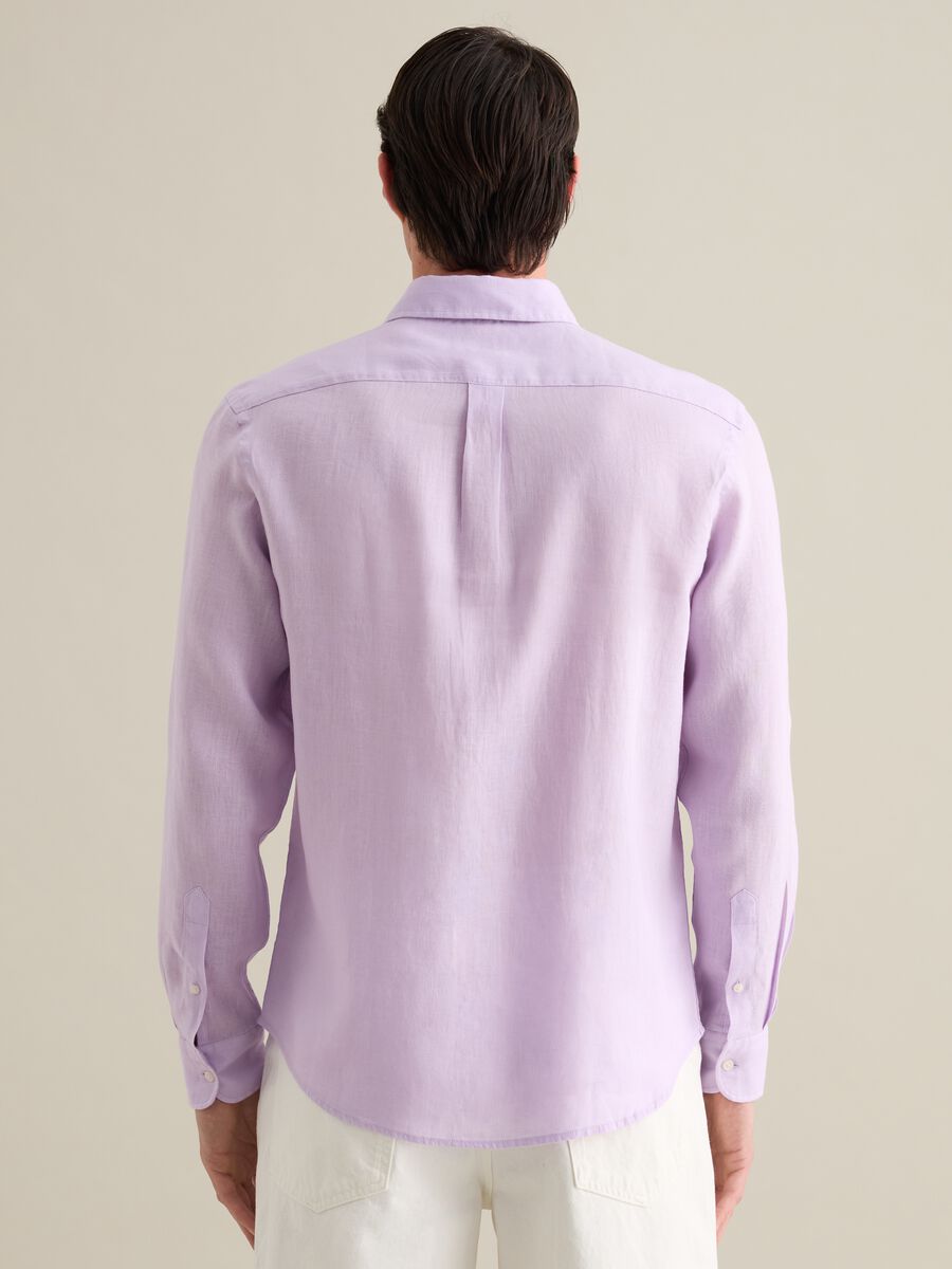 Purple Regular Linen Shirt Piombo_3