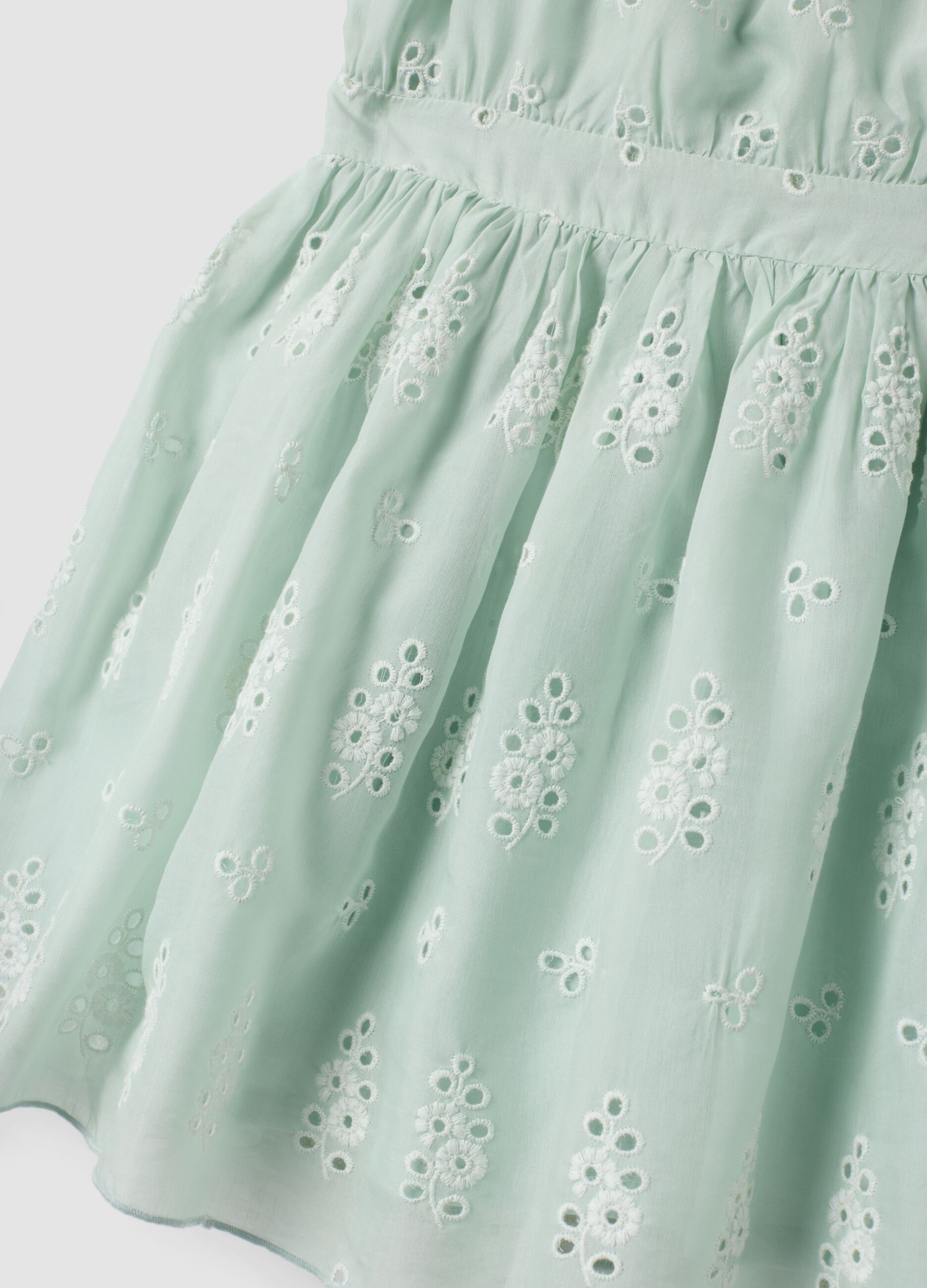 Abito verde traforato in misto viscosa e cotone per bambina regular fit