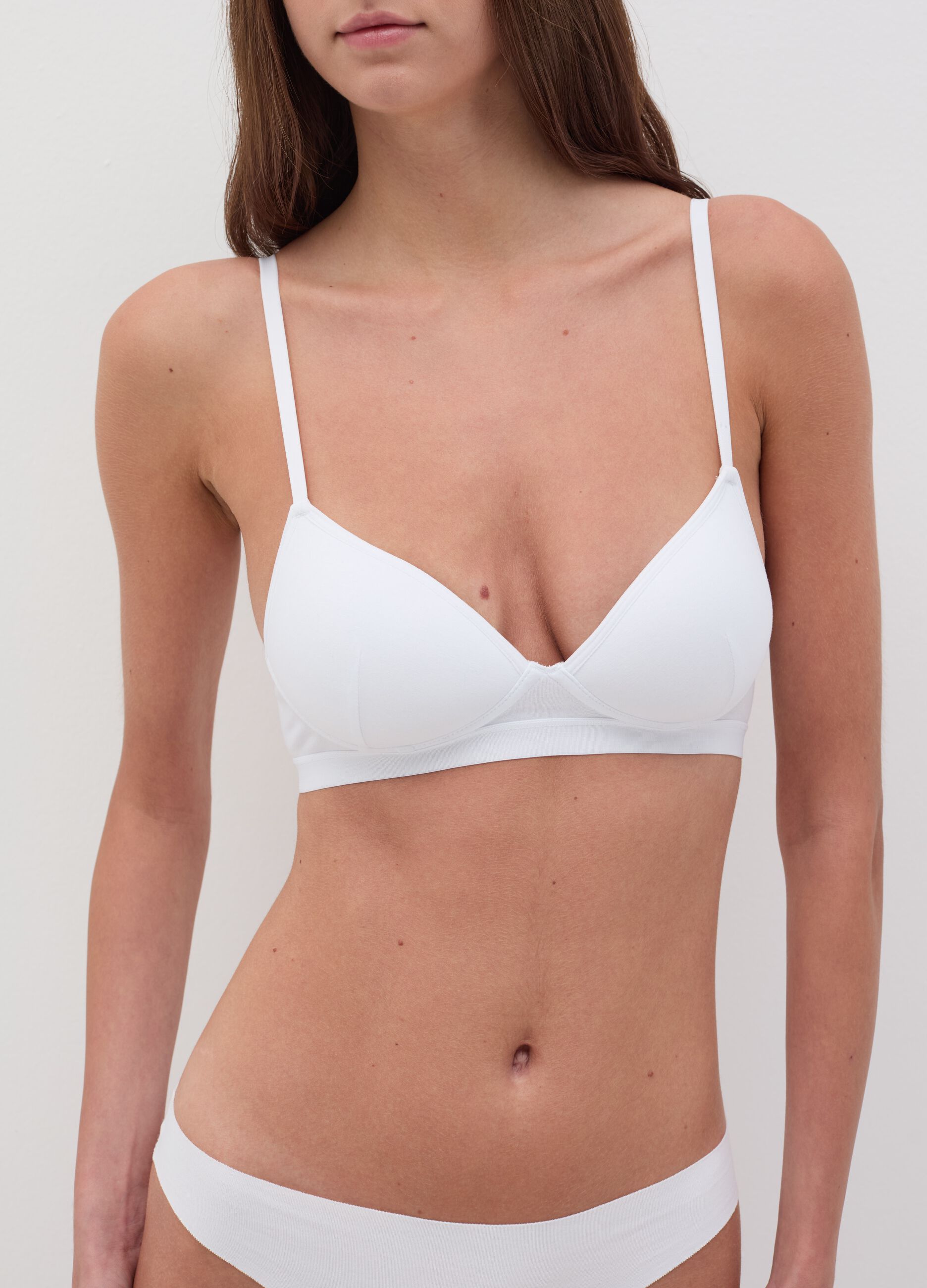 Reggiseno sportivo bianco in cotone stretch