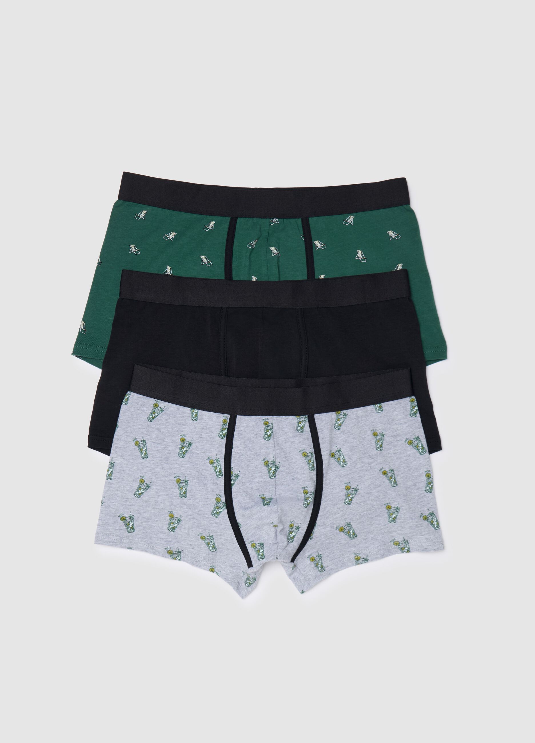 Three-pack boxers in stretch cotton with print