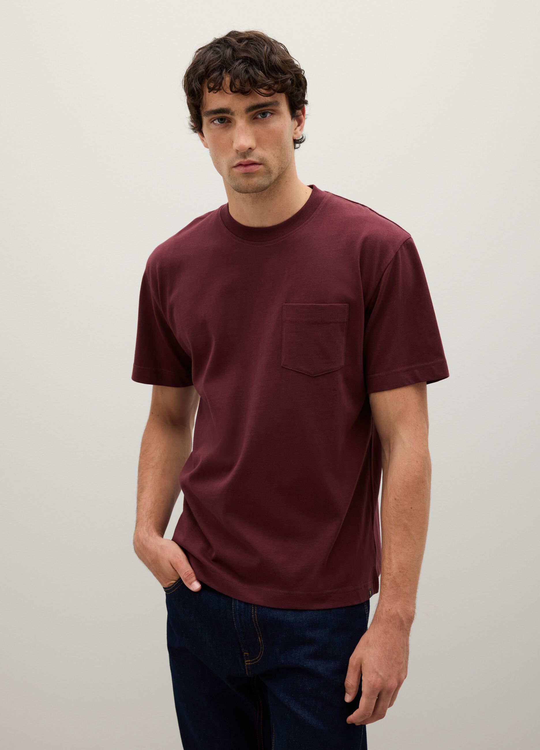 Relaxed Fit Red Pure Cotton T-shirt