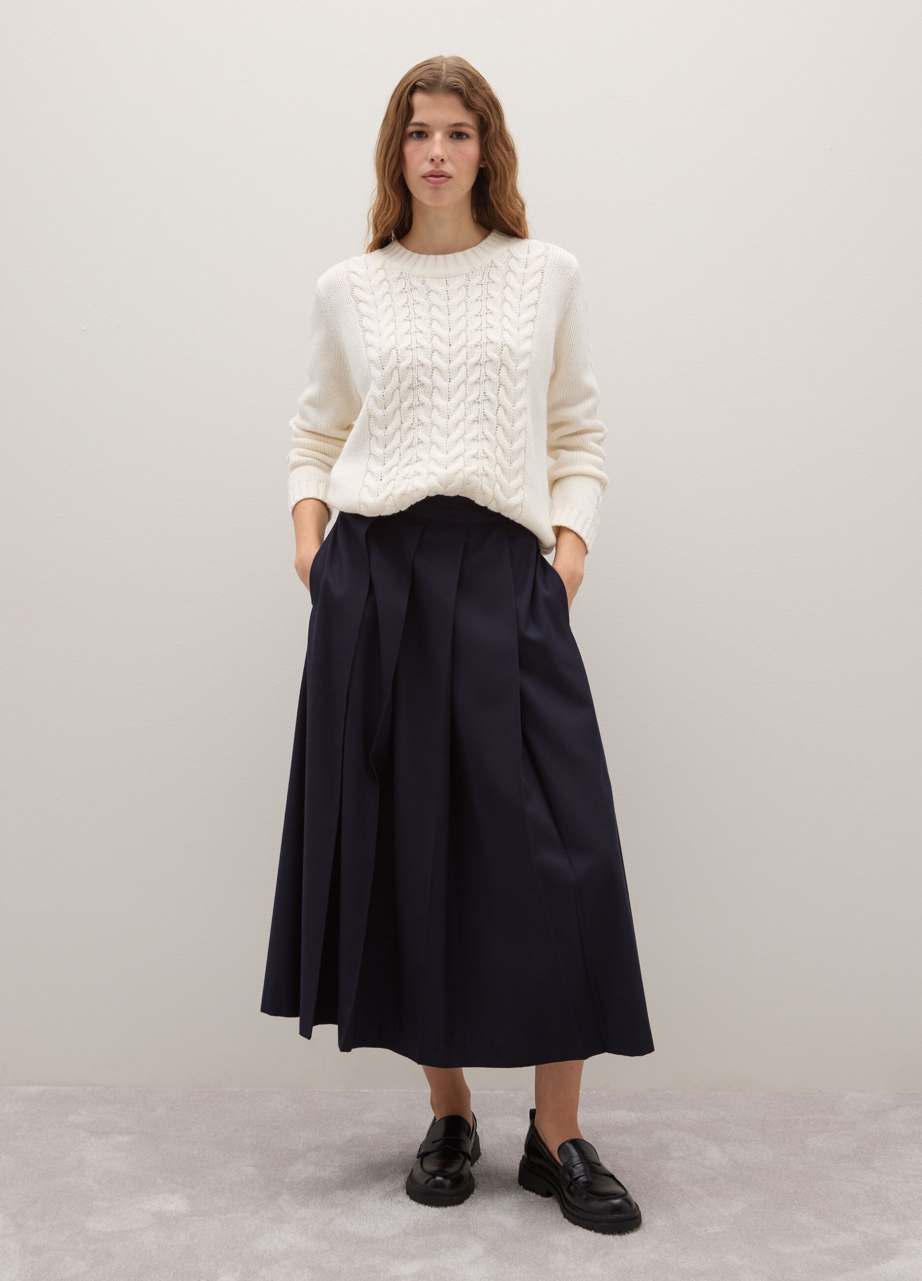 Blue Long Skirt in Viscose Blend