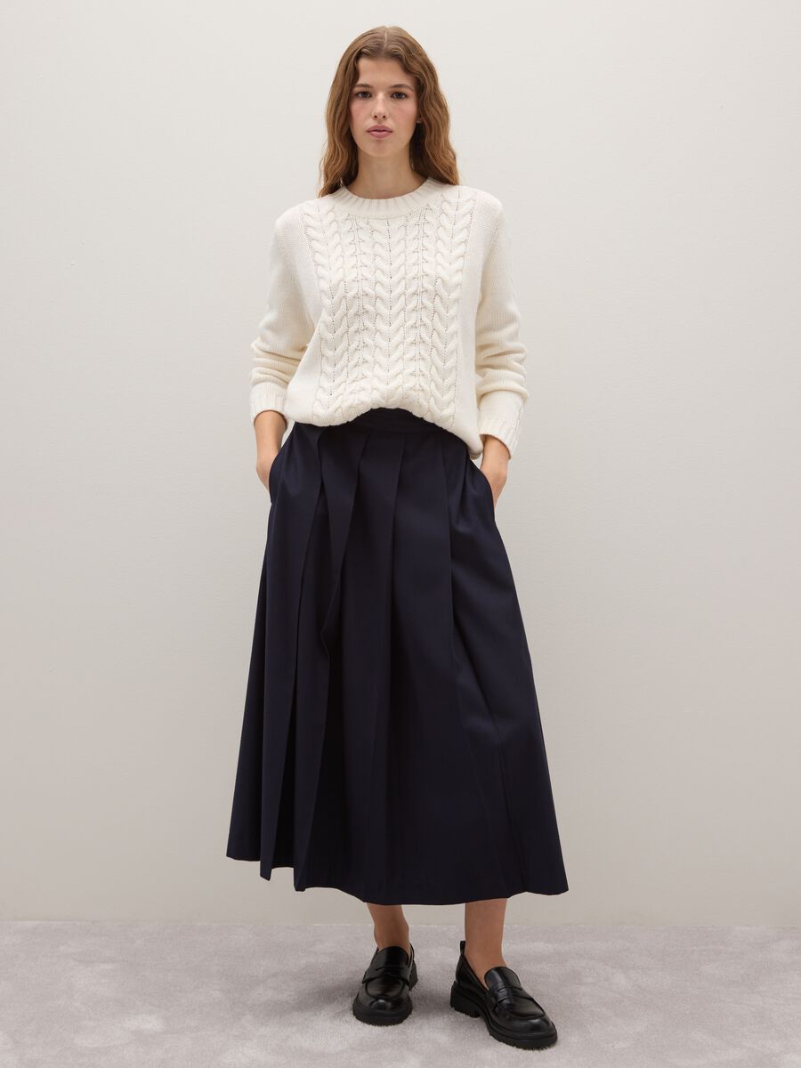 Blue Long Skirt in Viscose Blend_0