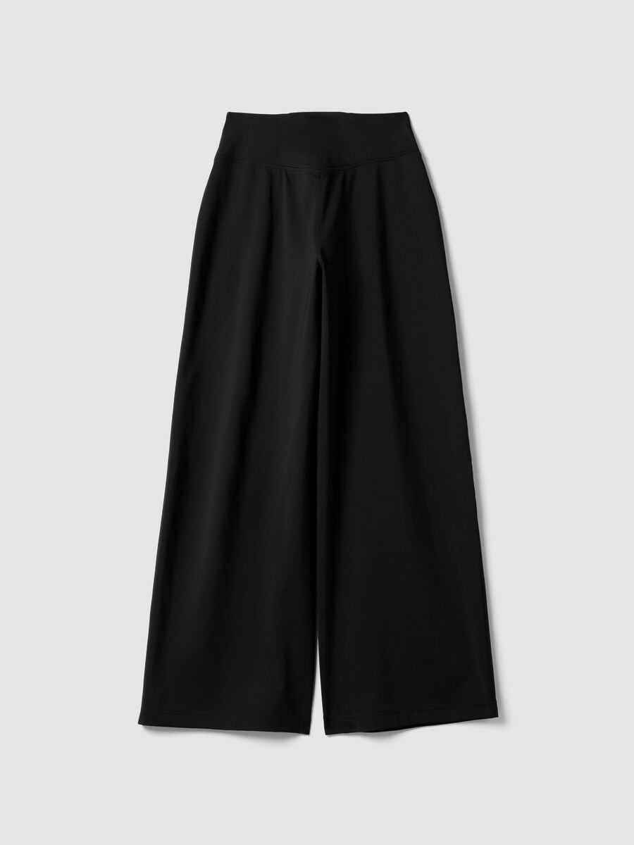 Pantaloni neri in tessuto elasticizzato wide leg_6