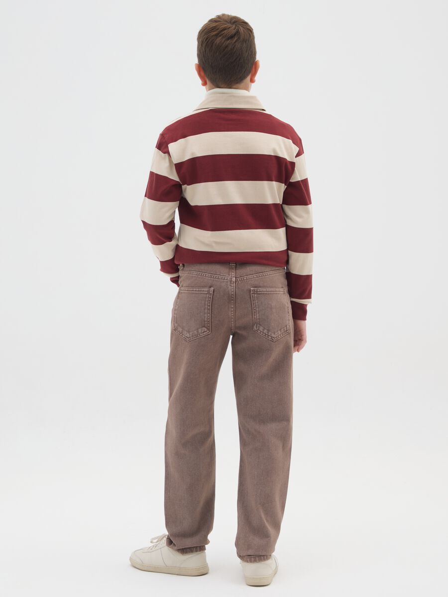 Boys' brown jeans in pure cotton regular fit_1