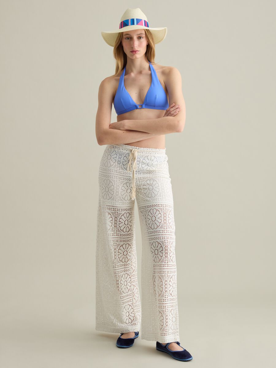 Women’s bikini top in light blue stretch fabric_0