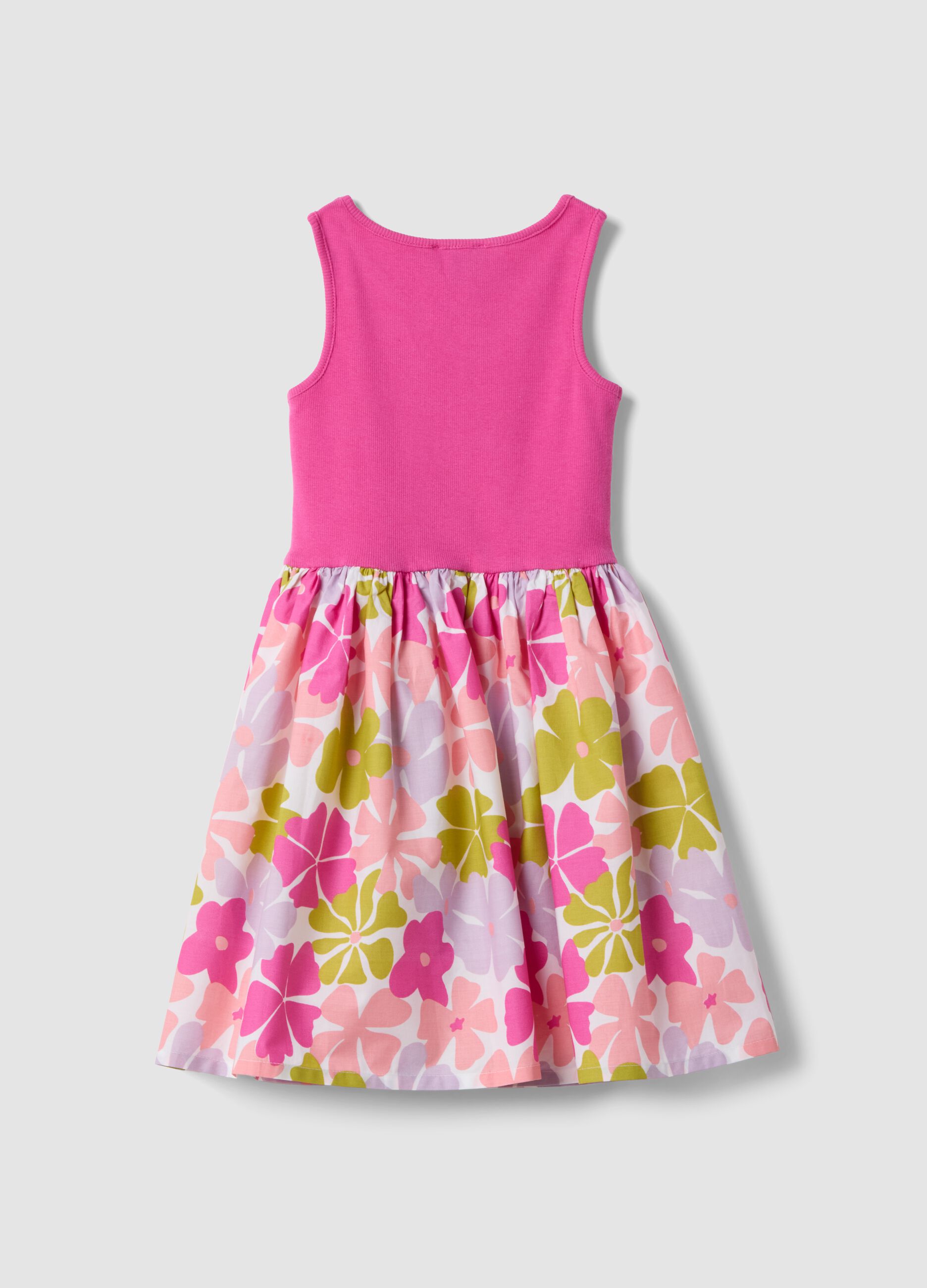 Pink sleeveless stretch cotton dress