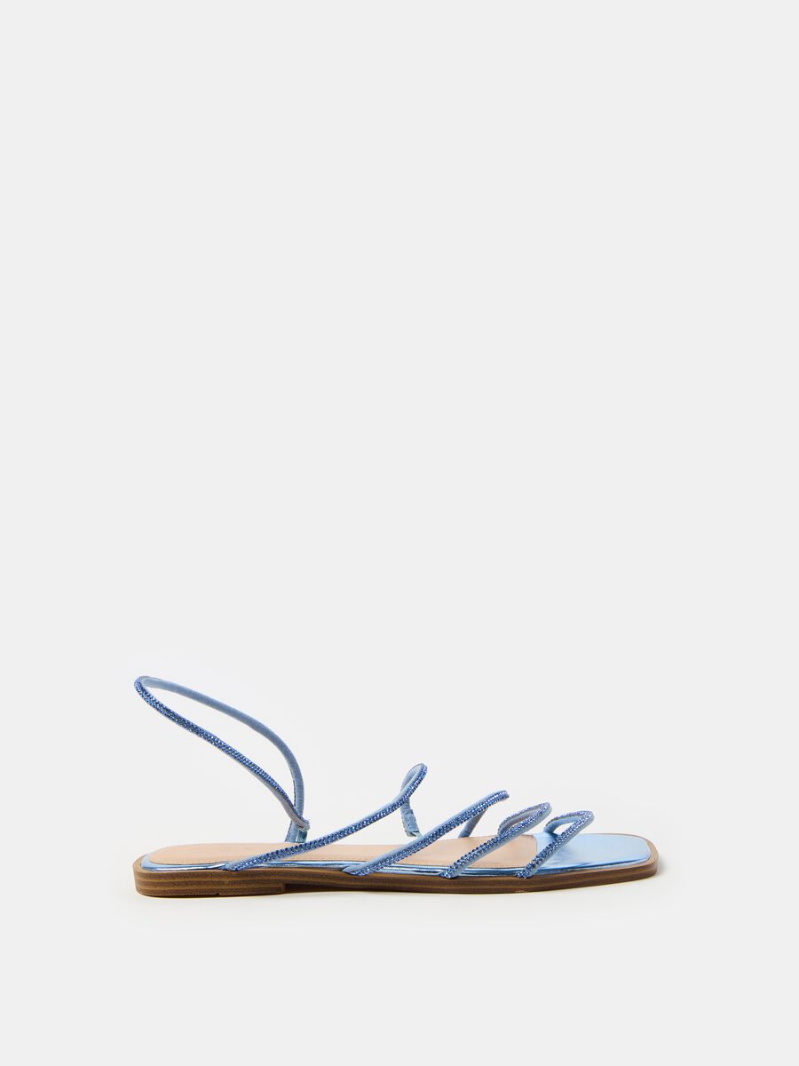 Flat sandals with diamanté straps_0